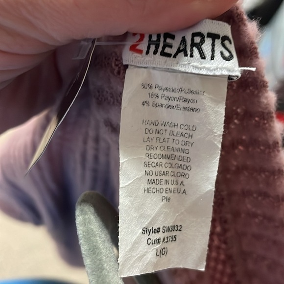 2Hearts size Large mauve waffle knit top - Picture 4 of 4